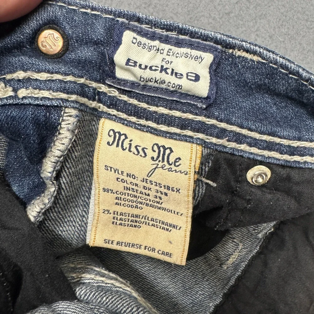 Miss Me Jeans Womens 25 (26x34) Blue Denim Bootcut Low Rise Embellished Bling